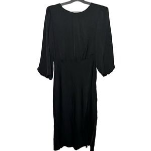 Baltic Born Black High Line Midi Dress with Leg Slit Lined Size Medium